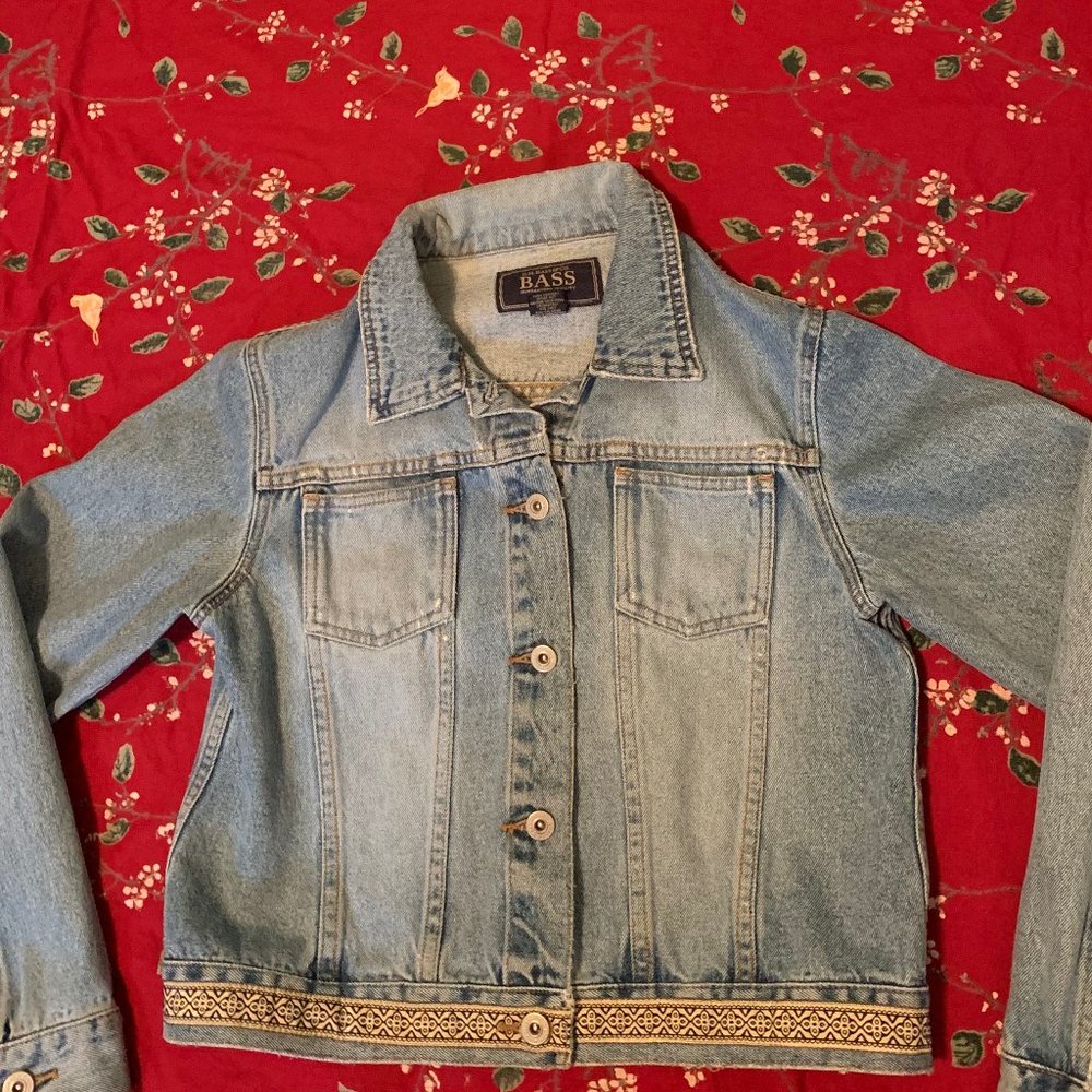 Vintage Bass Jean Jacket with ribbon detail